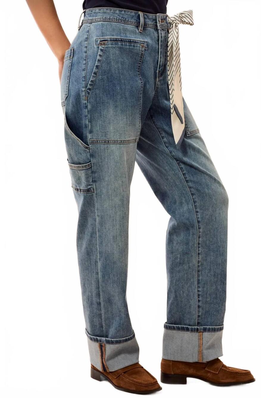 NEW TRIBAL audrey carpenter jeans with removable scarf in misty blue